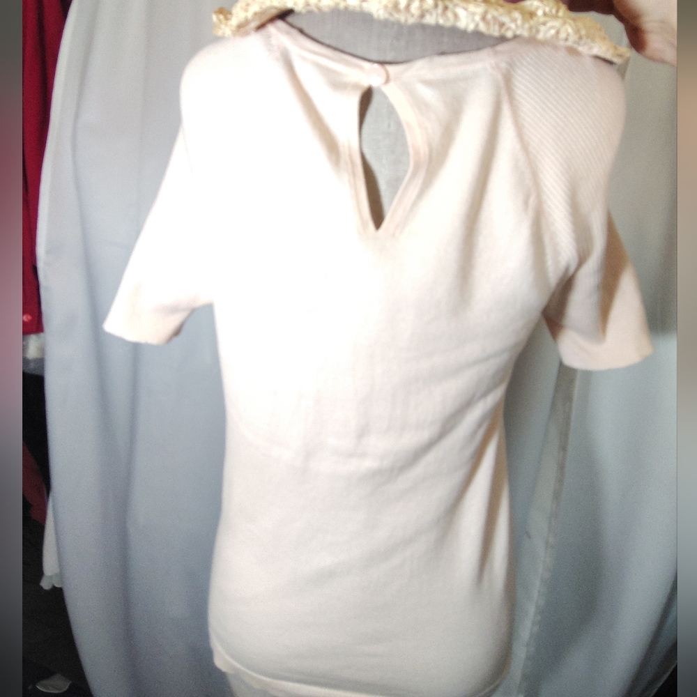 2 Pc: Nordstrom Sun Hat+Victoria Secret Knit Sweater, Short Sleeve Drop Neck, M - Picture 4 of 14